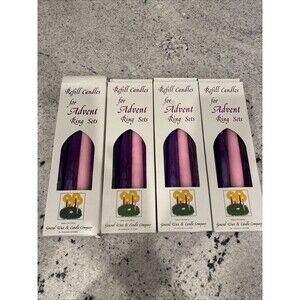 General Wax Company 4612 Advent Ring Replacement Candles 3 Purple 1 Pink 11 1/2"